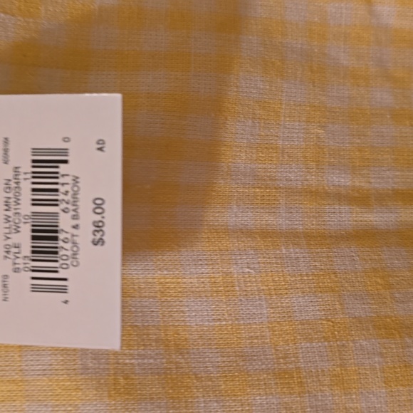 CROFT & BARROW WOMENS YELOW & WHITE GINGHAM TOP WITH RUFFLED SLEEVES SIZE LARGE - Picture 10 of 16